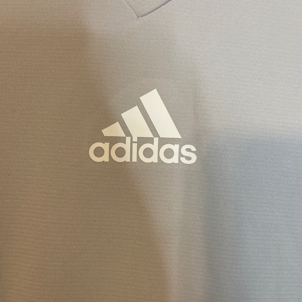Adidas Aeroready Primegreen Long Sleeve V Neck Athletic Shirt Men's Size L Gray - Picture 2 of 7